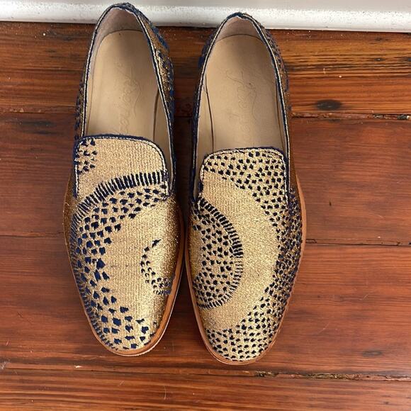 Free People Snake Eyes metallic tapestry loafers sz 38 - Picture 5 of 6